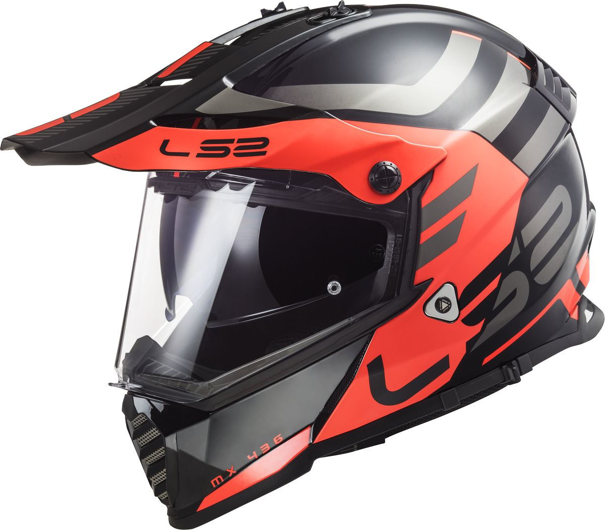 LS2 MX436 Pioneer Evo Adventurer Motocross hjelm M Svart Oransje