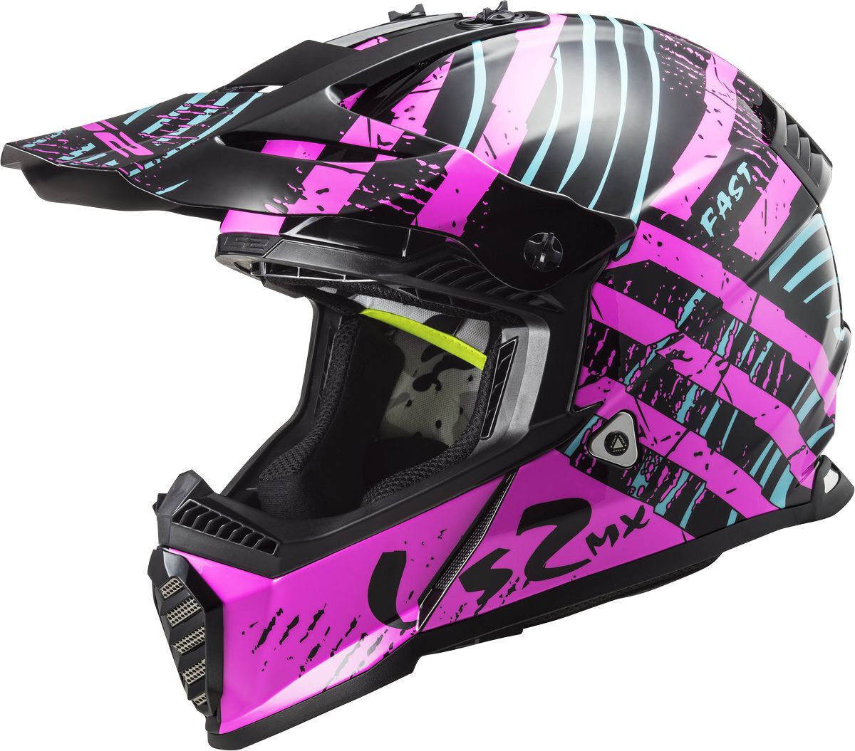 LS2 MX437 Fast Evo Verve Motocross hjelm XS Svart Rosa