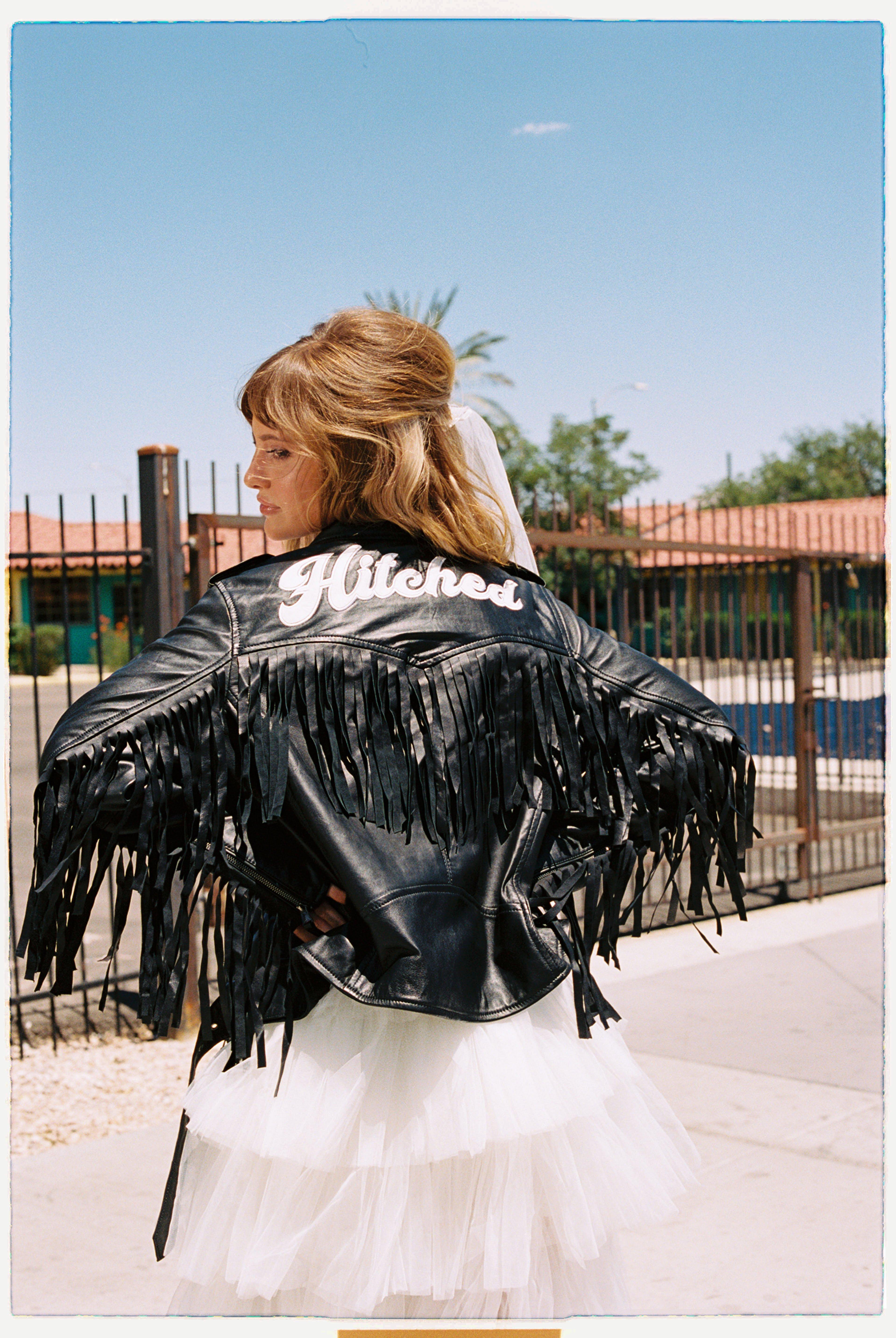 Nasty Gal Womens Just Hitched Graphic Leather Fringe Jacket - Black - L, Black