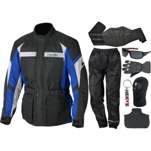 NERVE Motorradkombi, (Set, 8 tlg.) blau  M