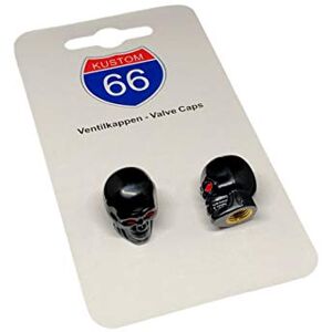 KUSTOM66 2er Set Ventilkappen Totenkopf v2 schwarz für Motorrad