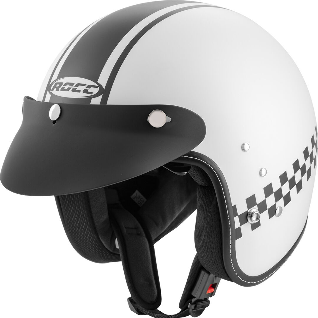 Rocc Clasic Pro TT Motorrad Jethelm L Schwarz Weiss