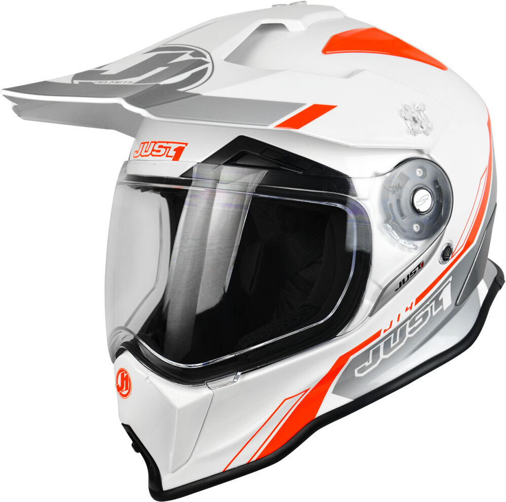 Just1 J14 Adventure Line Motocross Helm XS Weiss Rot