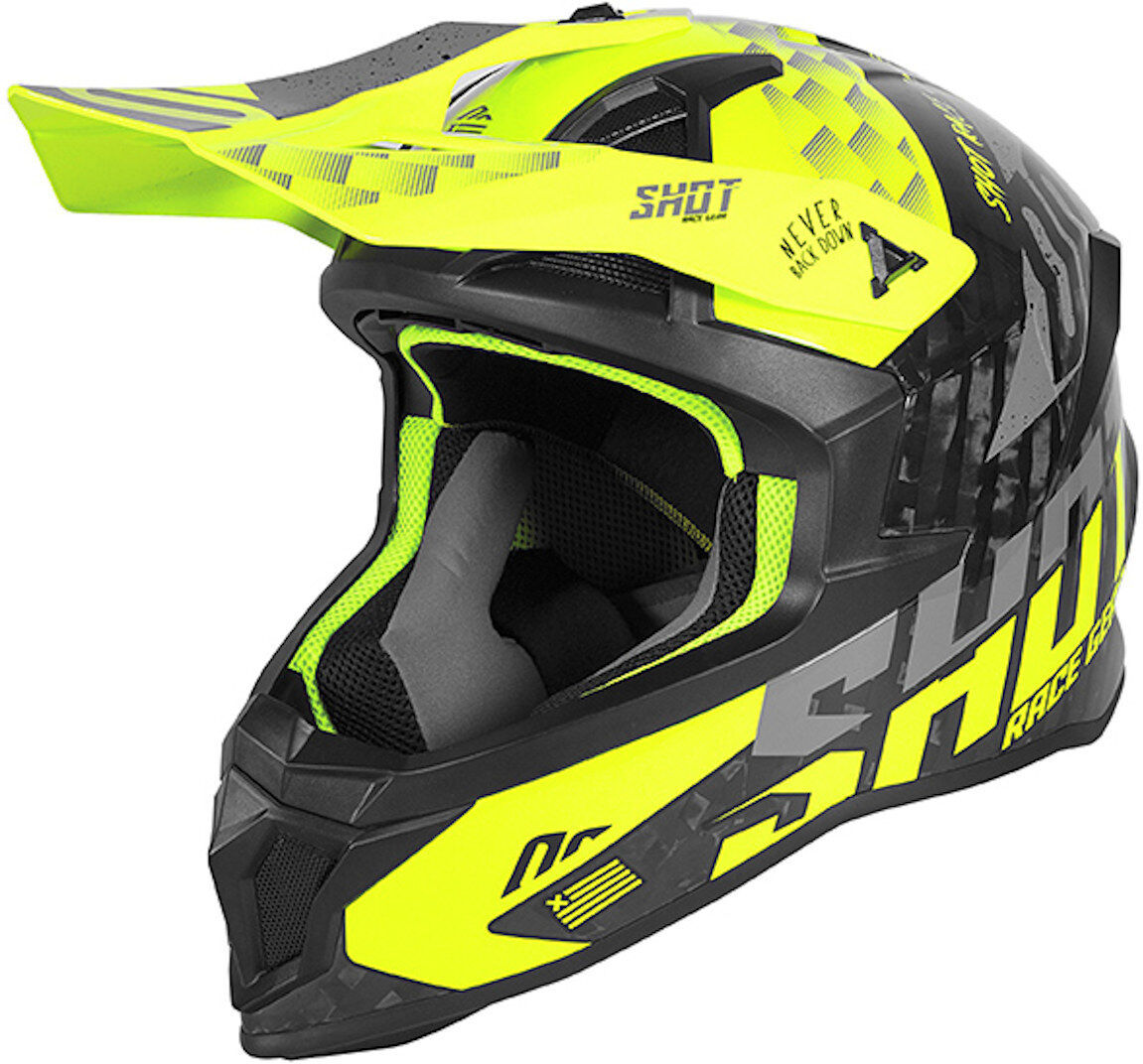 Shot Lite Carbon Rush Motocross Helm XS Gelb