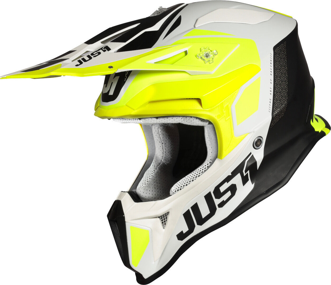 Just1 J18 Pulsar Motocross Helm XS Schwarz Weiss Gelb