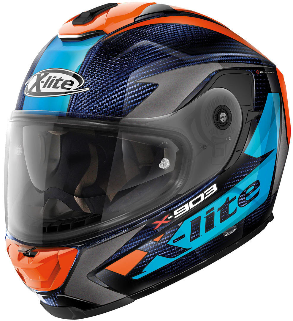 X-Lite X-903 Ultra-Carbon Nobiles N-Com Helm XS Blau Orange