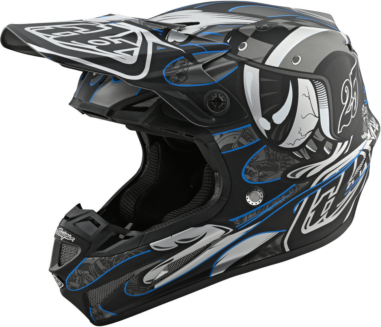 Troy Lee Designs SE4 Eyeball MIPS Motocross Helm S Schwarz Silber