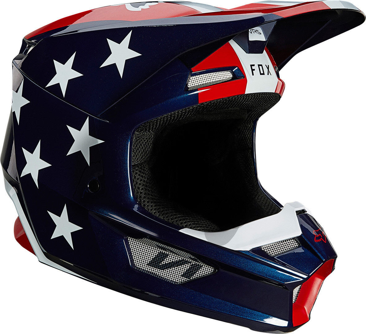 FOX V1 Ultra Motocross Helm 2XL Weiss Rot Blau