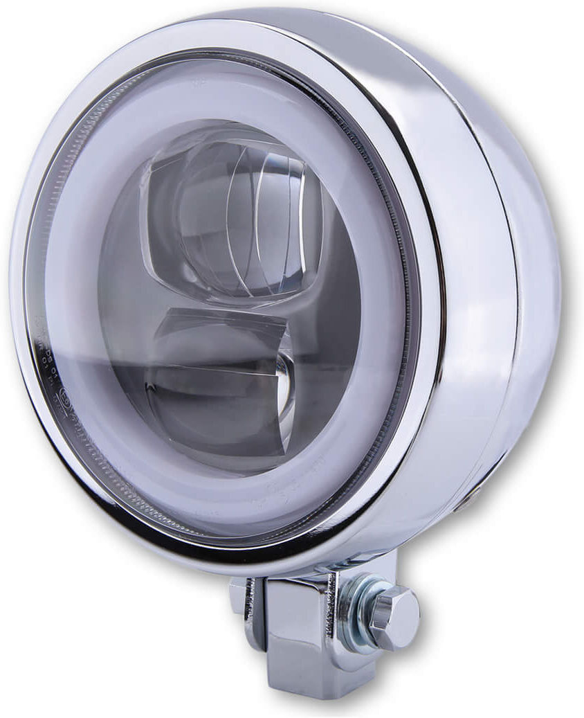 HIGHSIDER LED Scheinwerfer FLAT TYP 9 mit Standlichtring, chrom, untere Befestigung  Silber