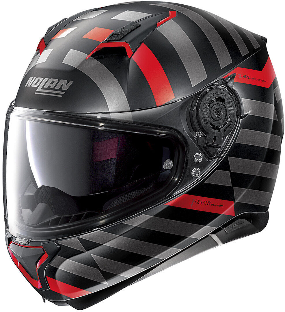 Nolan N87 Shockwave N-Com Helm XL Schwarz Grau Rot