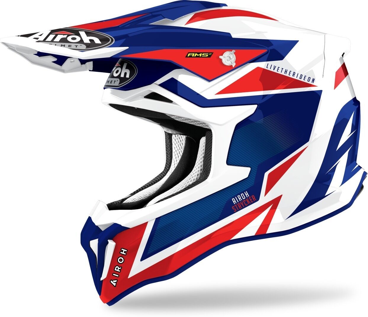 Airoh Strycker Axe Carbon Motocross Helm XL Rot Blau