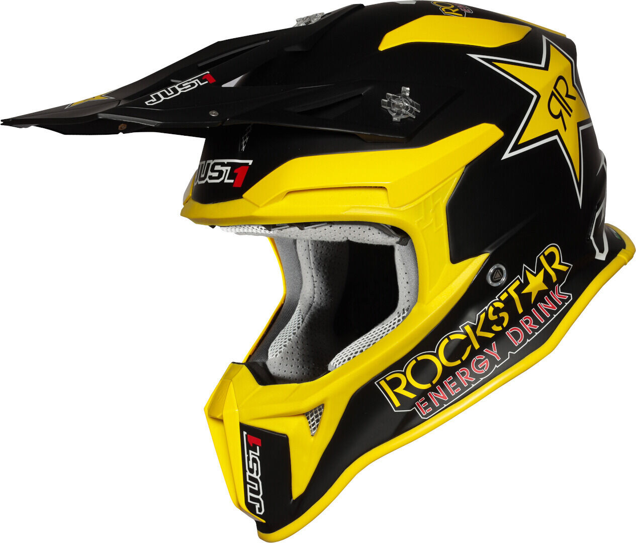 Just1 J18 Rockstar MIPS Motocross Helm XL Schwarz Gelb