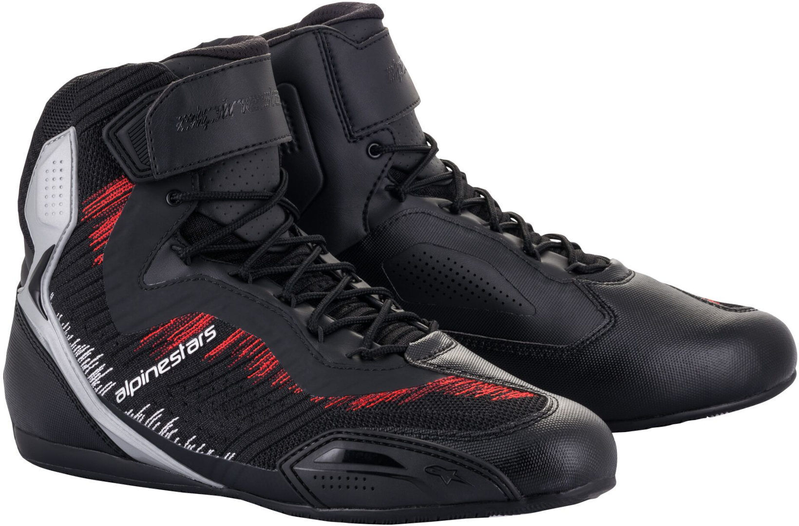 Alpinestars Faster-3 Rideknit Motorradschuhe 47 48 Schwarz Rot Silber