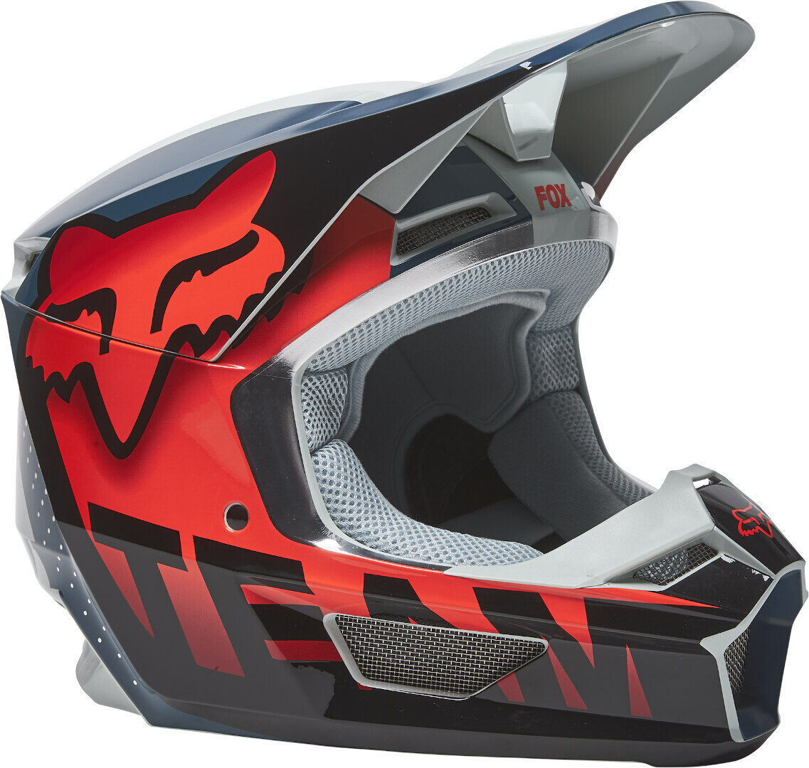 Fox V1 Trice Motocross Helm L Schwarz Rot