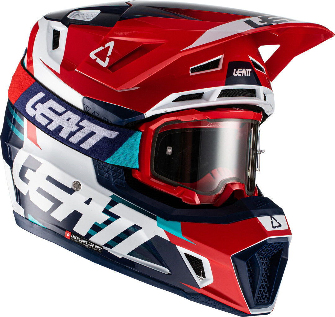 Leatt Moto 7.5 V22 Motocross Helm mit Brille M Rot