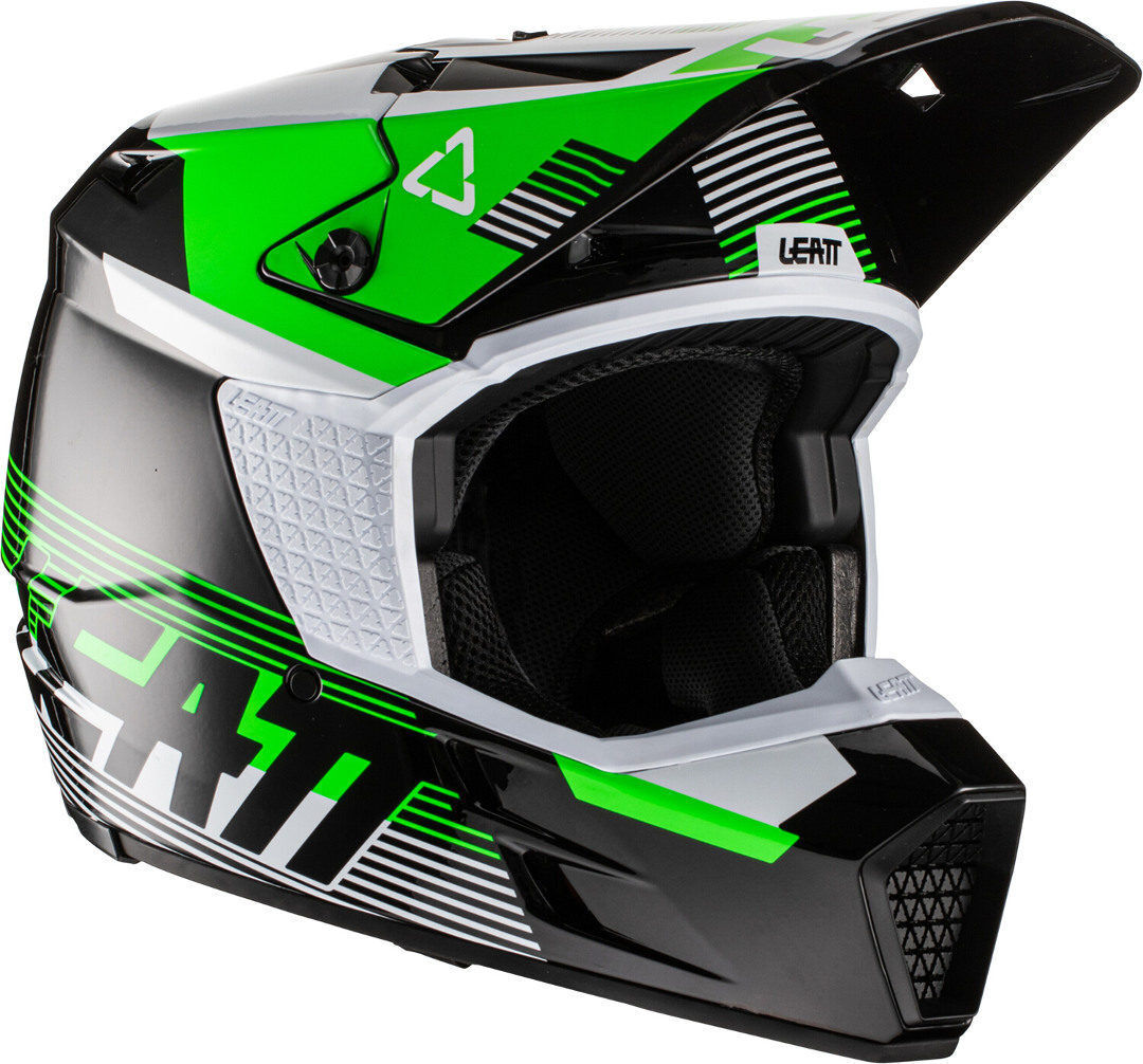 Leatt Moto 3.5 V.22 Motocross Helm L Schwarz Weiss Grün