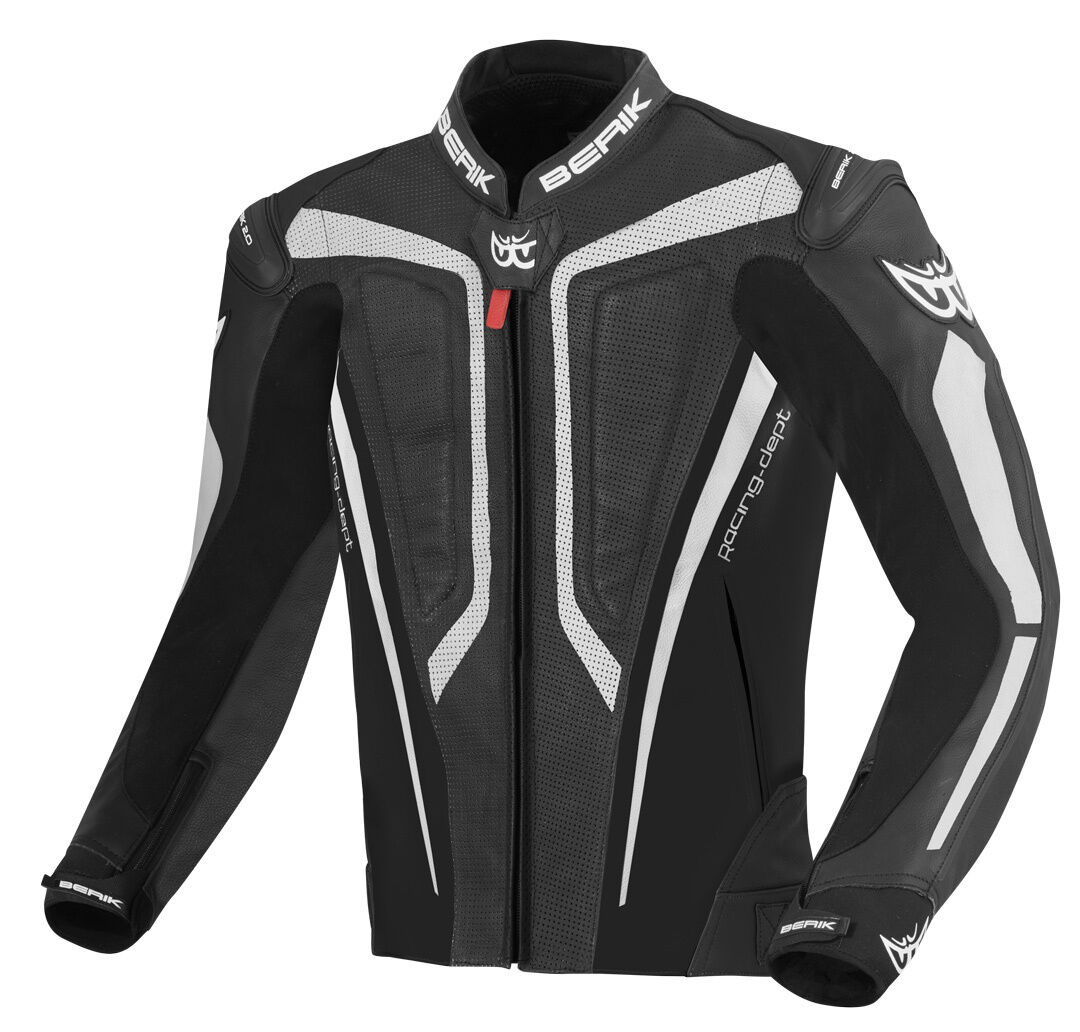 Berik Street Pro Motorrad Lederjacke 60 Schwarz Weiss