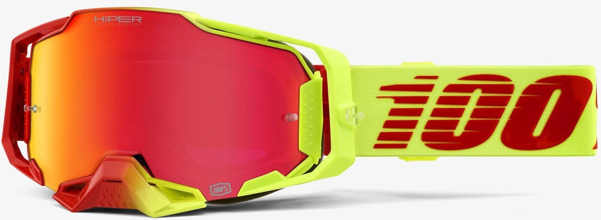 100% Armega HiPER Solaris Motocross Brille Einheitsgröße Rot Gelb