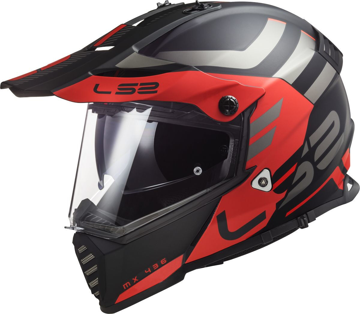 LS2 MX436 Pioneer Evo Adventurer Motocross Helm 3XL Schwarz Rot