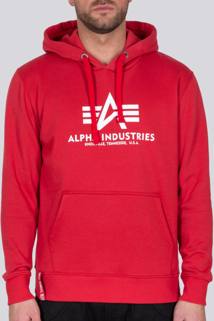 Alpha Industries Basic Mikina s kapucí 2XL Bílá červená