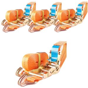 Baumarktplus - 4x Profi Ratschen Spanngurt Spanngurte Zurrgurt 2-tlg 5m 2t 2to 2000kg tüv/gs orange