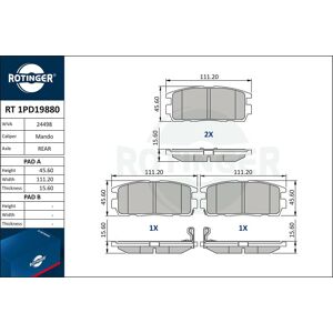 Rotinger Brake Pads Rt 1pd19880