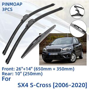 Pinmoap 3 Stück Für Suzuki Sx4 S-Cross 2006–2020, 26 Zoll, 14 Zoll, 10 Zoll, Vorne Und Hinten, Wischerblätter, Windschutzscheibe, Windschutz, Fensterschneider, Zubehör Für 2015, 2016, 2017, 2018, 2019, 2020