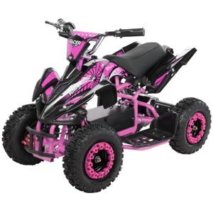 Actionbikes Motors Kinderquad Racer 1000, Pocket-Quad mit 1000 Watt Elektromotor, 3 Batterien, Stoßdämpfer, bis 25 km/h (Schwarz/Pink)