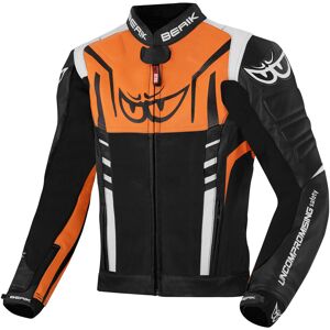 Berik Striper Motorrad Lederjacke - Schwarz Weiss Orange - 50 - unisex