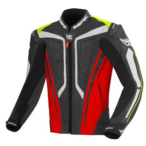 Berik Street Pro Motorrad Lederjacke - Schwarz Weiss Rot Gelb - 56 - unisex