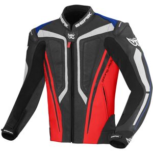 Berik Street Pro Motorrad Lederjacke - Schwarz Rot Blau - 58 - unisex