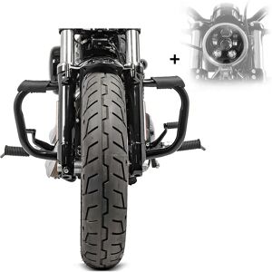 Sturzbügel Set passend für Harley Davidson Sportster 1200 Custom 04-19 mit LED Scheinwerfer 5,75 Zoll Craftride S-S1