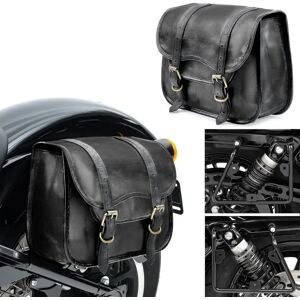 Set 2x Satteltaschen mit Halter passend für Chopper / Custombikes 16-20 Craftride SV1-schwarz links-rechts