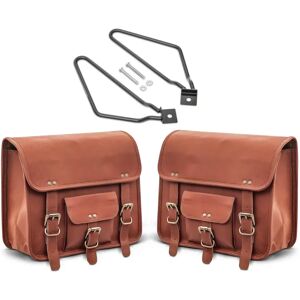 Set 2x Satteltaschen + Halter passend für Kawasaki VN 900 Classic / Custom Craftride SV1 braun