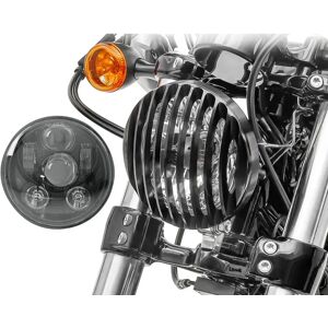 LED Scheinwerfer mit Scheinwerfer Grill 5,75 Zoll passend für Harley Davidson Breakout 13-17 Craftride schwarz