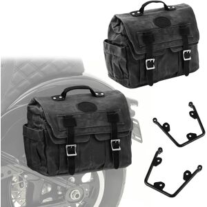 Set 2x Satteltaschen mit Halter passend für Chopper / Custombikes 16-20 Craftride CV1F-schwarz links-rechts