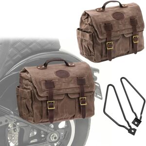 Set 2x Satteltaschen + Halter passend für Suzuki Intruder VS 1400 / 800 / 750 / 600 Satteltasche Craftride CV1 braun