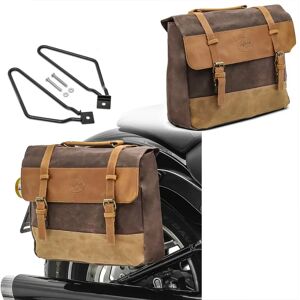 Set 2x Satteltaschen + Halter passend für Suzuki Intruder VS 1400 / 800 / 750 / 600 Satteltasche Craftride CV5 braun