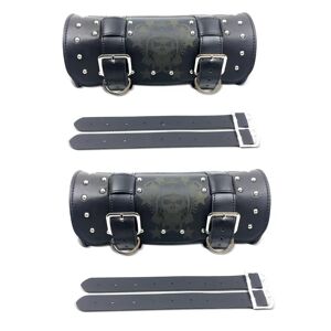 2x Motorrad Werkzeugrolle passend für Chopper Retro Scrambler Werkzeugtasche Craftride TB2 schwarz Spar-Set