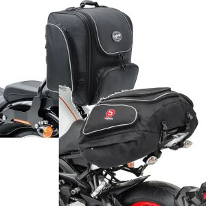 Set: Motorrad Sissybar Tasche TM4 Hecktasche 39-49 Liter sw Craftride mit Motorrad Hecktasche X50 hinten 50Ltr in sw