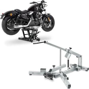 Set: Hebebühne Midlift L passend für Chopper / Custombike bis 680 kg sw ConStands mit Reifenmontiergerät für M.Reifen 12-21