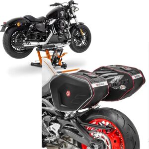 Set: Hebebühne Midlift L passend für Chopper / Custombike bis 680kg or ConStands mit Seitentaschen RF4 50-70L Volumen CB38720