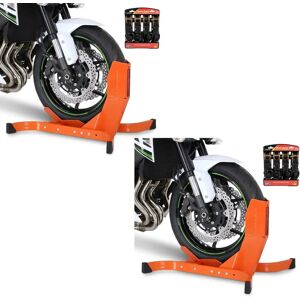 2x ConStands Easy Plus - Vorderradhalterung inklusive 4-fach Spanngurt-Set orange passend für Anhänger   Zurrschlaufen Radhalter Radklemme Spar-Set