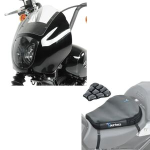 Set: Lampenmaske MG8 passend für Harley Softail Street Bob 18-22 Lampen Verkleidung clear Craftride + Motorrad Luftkissen Tourtecs Air Deluxe M Komfort Sitzkissen in schwarz