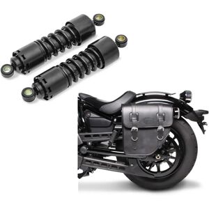 Set: Stoßdämpfer 11 Zoll passend für Harley Davidson Sportster 883 Iron Federbeine von Craftride schwarz + Satteltasche passend für Chopper / Custombike Iron Texas Craftride 10Ltr links in schwarz CB32177