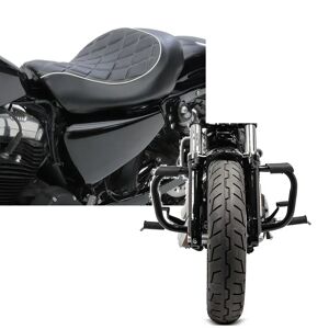 Set: Solo Sitz passend für Harley Davidson Sportster Forty-Eight 48 10-20 Craftride SR4 Sitzbank + Sturzbügel passend für Harley Davidson Sportster Forty-Eight 48 (XL 1200 X) 10-20 Craftride Mustache schwarz
