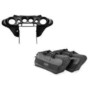 Set: Innenverkleidung Batwing passend für Harley Davidson Street Glide 06-13 schwarz glänzend Craftride + Innentasche Seitenkoffer passend für Harley Davidson Street Glide 06-22 Craftride 19Ltr schwarz