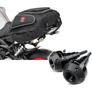 Set: Hecktasche Yamaha MT-07 Gepäcktasche hinten Bagtecs X50 50Ltr schwarz + Sturzpads passend für Yamaha MT-07 / Tracer 700 13-19 Crashpads Motoguard SC2 schwarz