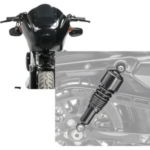 Set : Lampenmaske MG8 passend für Dyna Street Bob 06-17 Lampen Verkleidung rauchgrau Craftride + Stoßdämpfer 10.5 Zoll Dyna Street Bob universal von Craftride schwarz