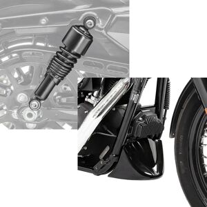 Set: Stoßdämpfer 10,5 Zoll passend für Dyna Street Bob universal von Craftride schwarz + Bugspoiler passend für Harley Davidson Dyna Street Bob 06-17 Craftride